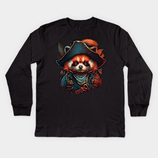 red panda pirate Kids Long Sleeve T-Shirt